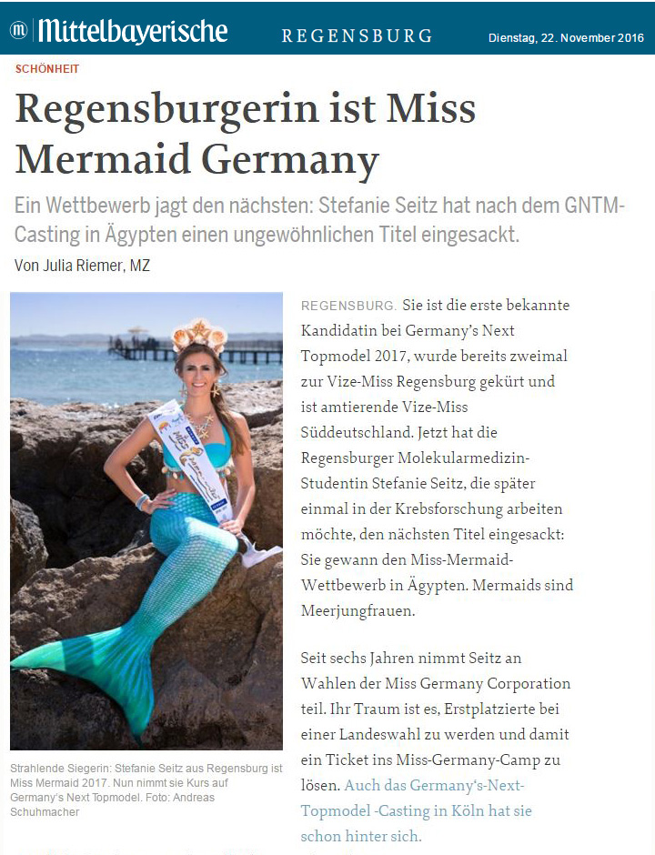 Mittelbayerische - Miss Mermaid Germany